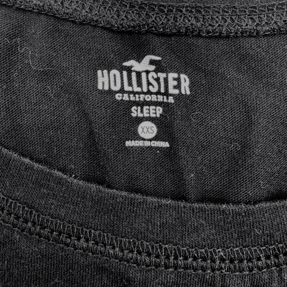 Hollister Womens Black Buffalo Plaid Logo Long Sleeve Sleep Top XXS Pajama Shirt